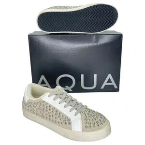AQUA Womens Sneakers 6.5M Tess White Multi Leather Silver Studded